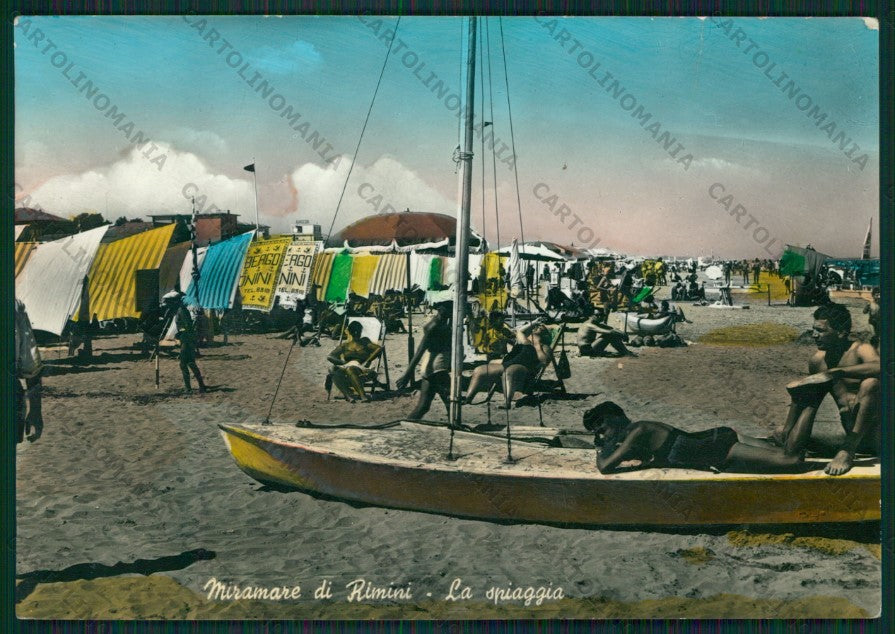 Rimini Miramare di Barca PIEGA Foto FG cartolina KB0764 – fronte