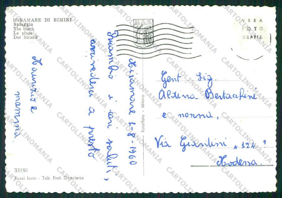Rimini Miramare di Barca PIEGHE Foto FG cartolina KB0766 – retro
