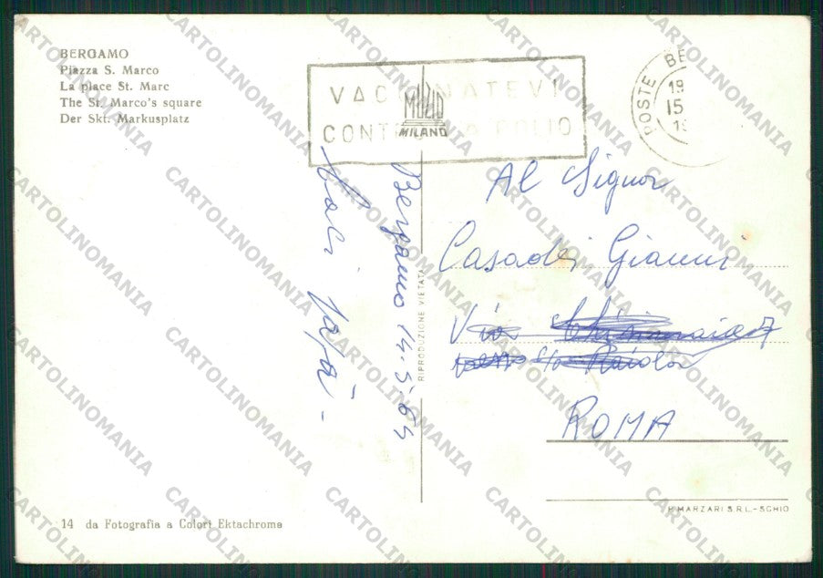 Bergamo Città PIEGHINA Foto FG cartolina KB0770 – retro
