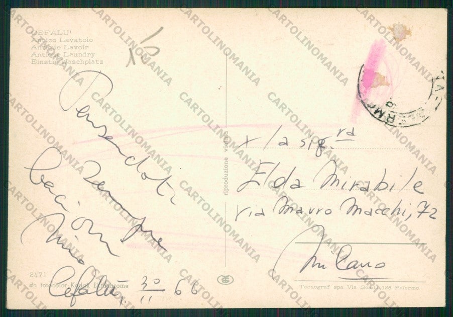 Palermo Cefalù Antico Lavatoio Foto FG cartolina KB0778 – retro