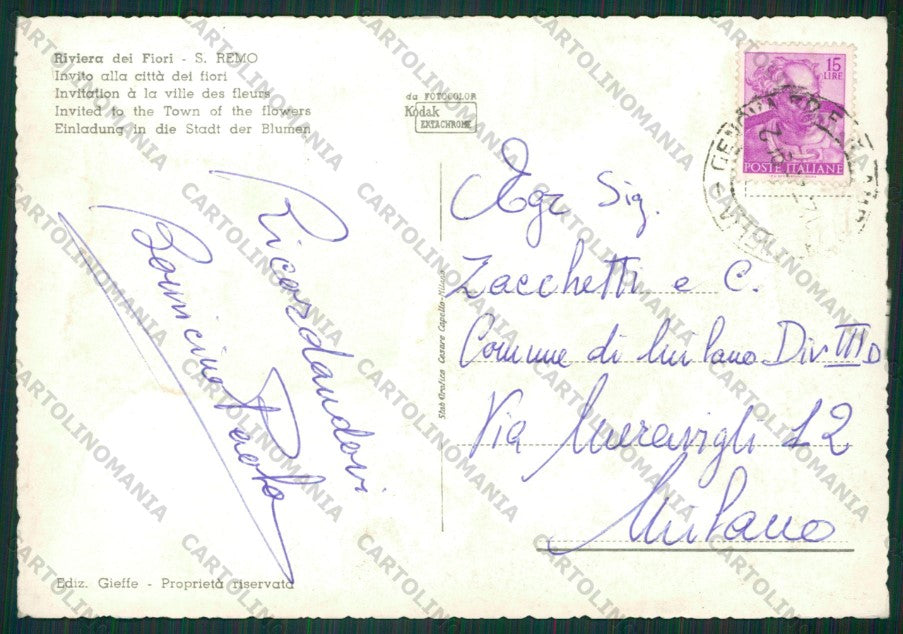 Imperia Sanremo PIEGA Foto FG cartolina KB0793 – retro