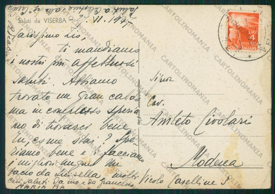 Rimini Viserba PIEGHE FG cartolina KB0799 – retro