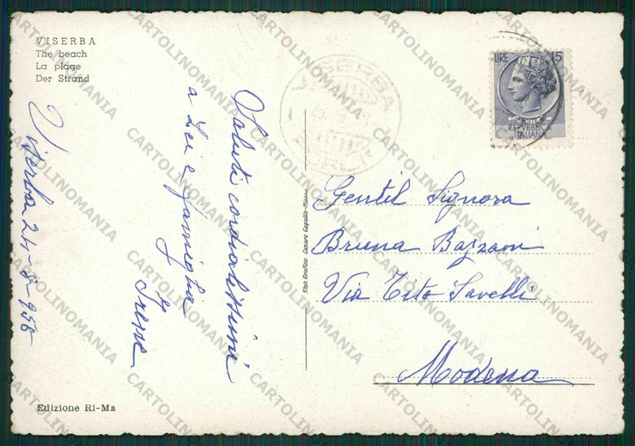 Rimini Viserba PIEGHINA FG cartolina KB0838 – retro