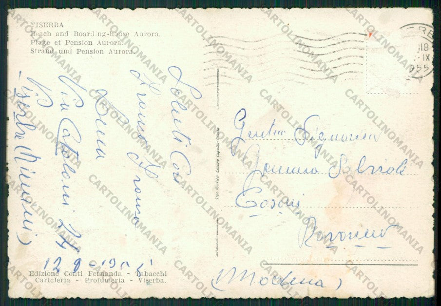 Rimini Viserba PIEGHINE STRAPPINO FG cartolina KB0862 – retro