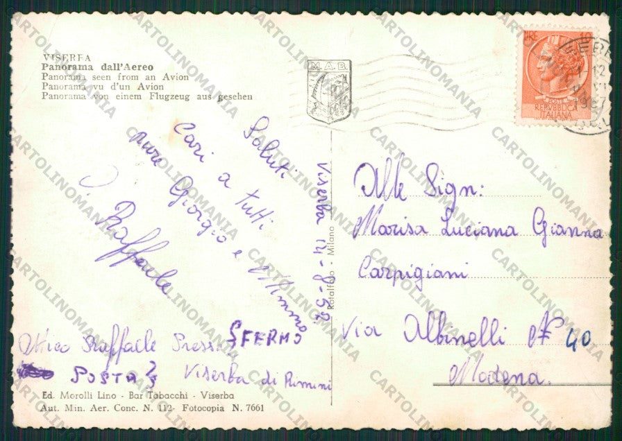 Rimini Viserba PIEGHE Foto FG cartolina KB0907 – retro