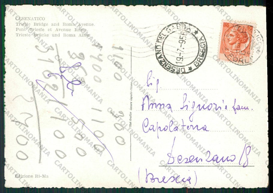 Forlì Cesenatico PIEGHINA FG cartolina KB0962 – retro