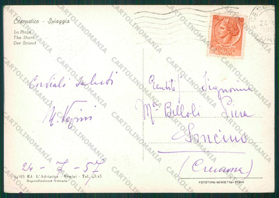 Forlì Cesenatico FG cartolina KB0971 – retro
