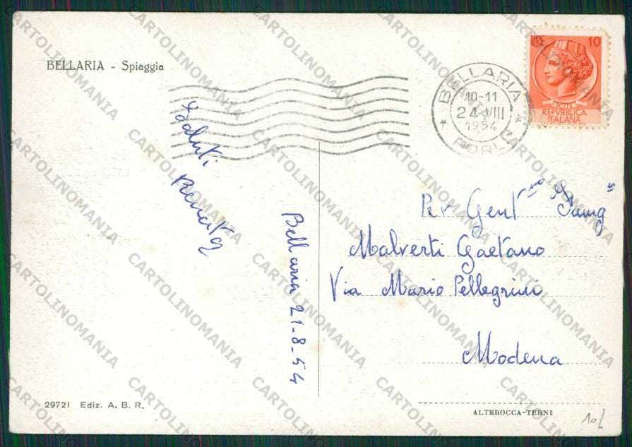 Rimini Bellaria FG cartolina KB1063 – retro
