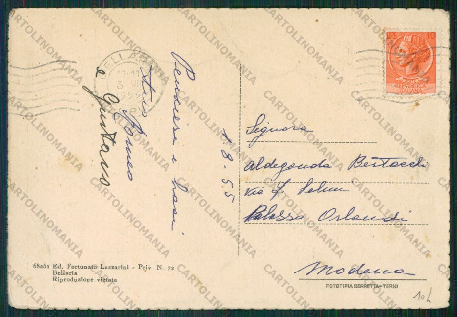 Rimini Bellaria PIEGHE FG cartolina KB1065 – retro