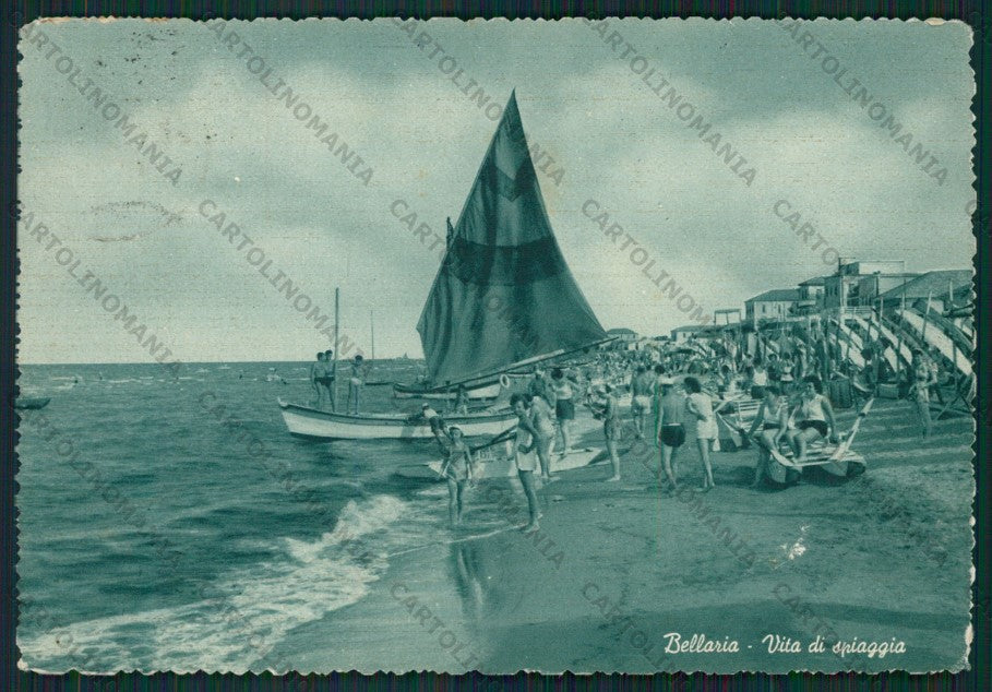 Rimini Bellaria Barca ABRASA FG cartolina KB1067 – fronte
