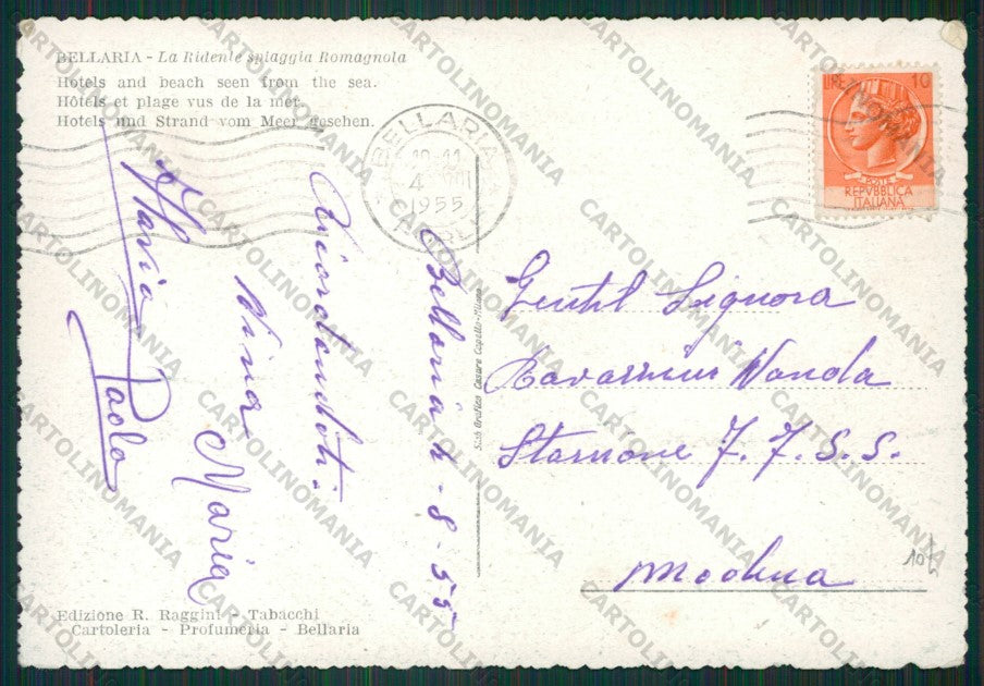 Rimini Bellaria PIEGHINA FG cartolina KB1068 – retro