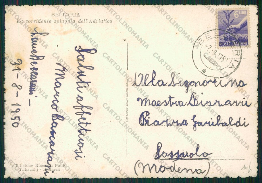 Rimini Bellaria PIEGHINA FG cartolina KB1071 – retro