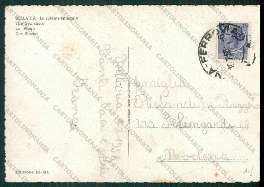 Rimini Bellaria PIEGATA FG cartolina KB1073 – retro