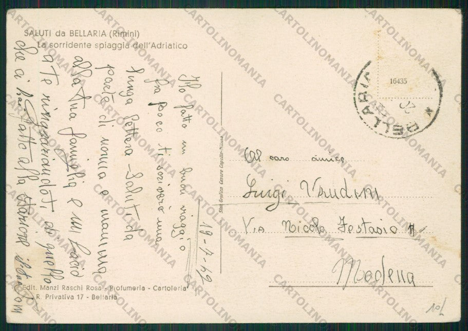 Rimini Bellaria PIEGHINE FG cartolina KB1078 – retro