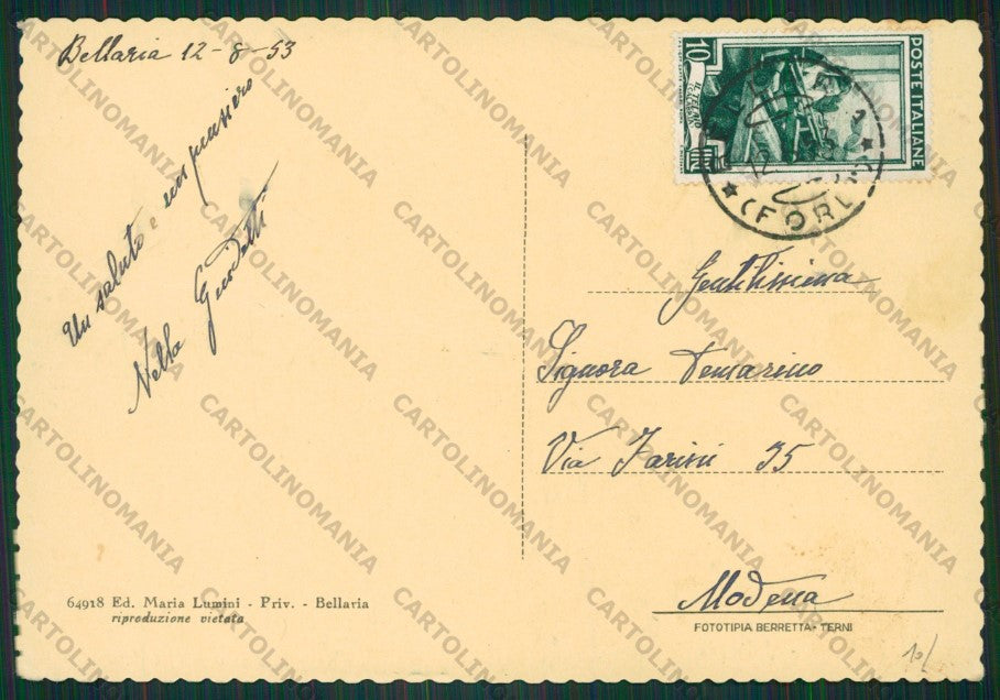 Rimini Bellaria FG cartolina KB1080 – retro