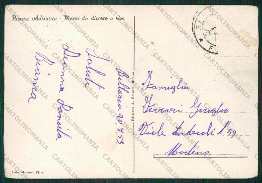Rimini Bellaria PIEGHINE FG cartolina KB1082 – retro