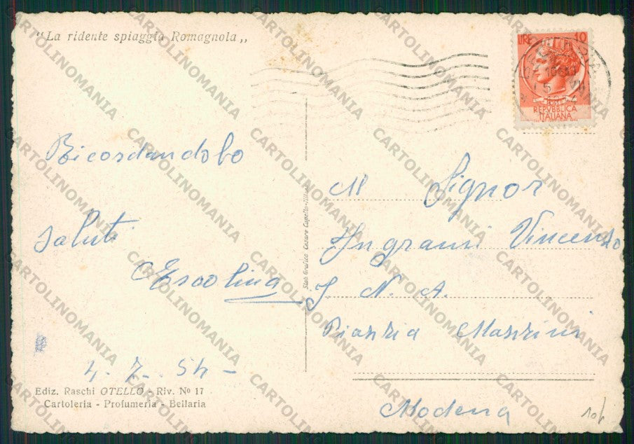 Rimini Bellaria PIEGHINA FG cartolina KB1085 – retro
