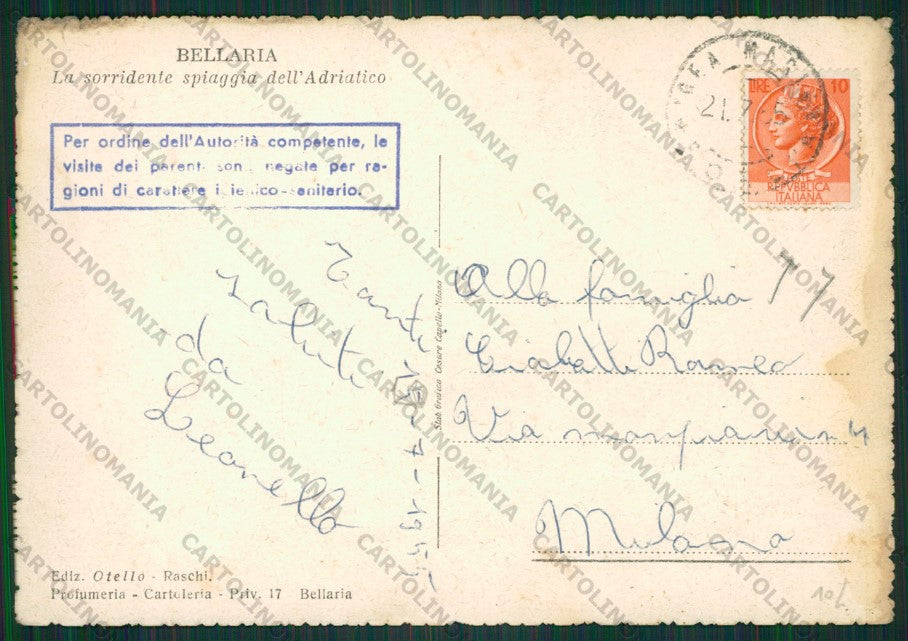Rimini Bellaria Porto Canale PIEGA FG cartolina KB1086 – retro