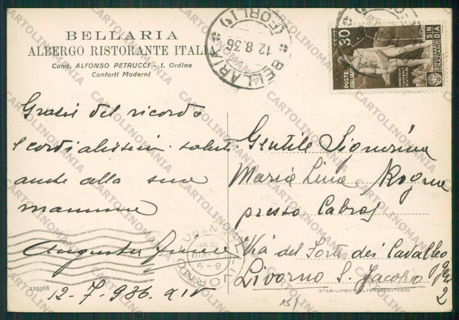 Rimini Bellaria FG cartolina KB1091 – retro