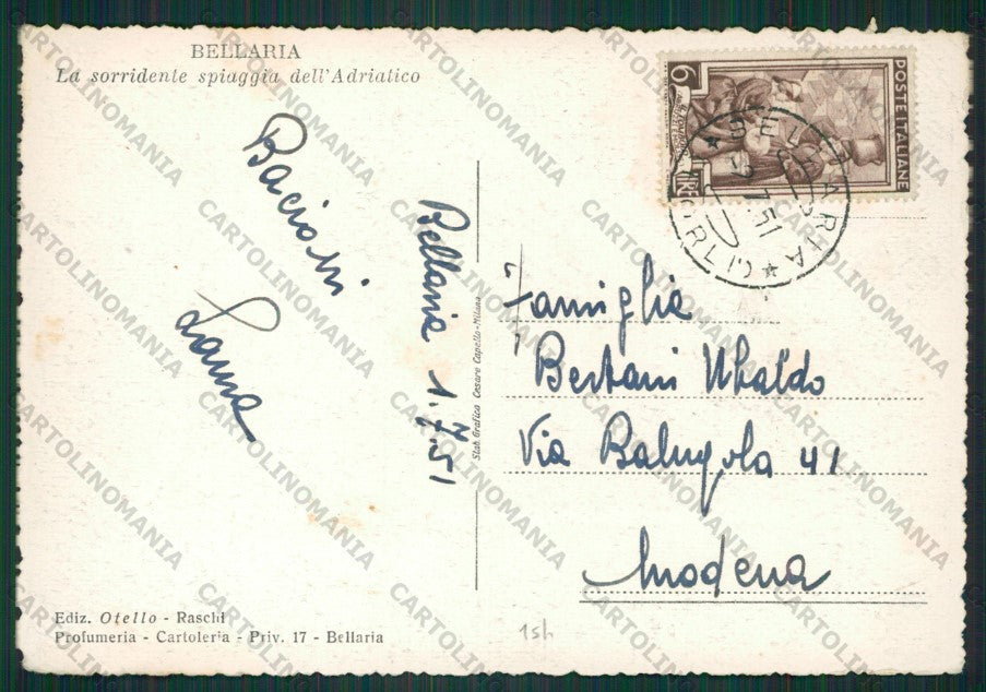 Rimini Bellaria PIEGHINE FG cartolina KB1092 – retro