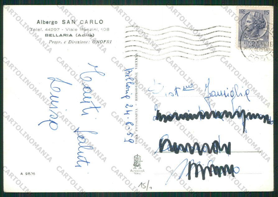 Rimini Bellaria PIEGA Foto FG cartolina KB1095 – retro