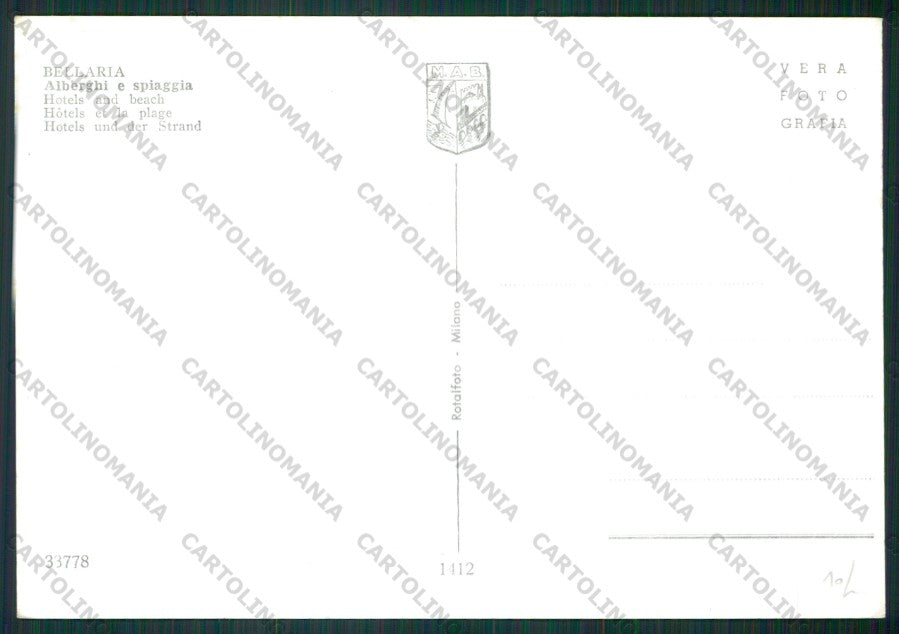 Rimini Bellaria Foto FG cartolina KB1100 – retro