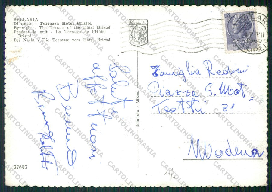 Rimini Bellaria PIEGHINA Foto FG cartolina KB1101 – retro