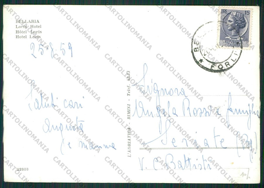 Rimini Bellaria Foto FG cartolina KB1104 – retro
