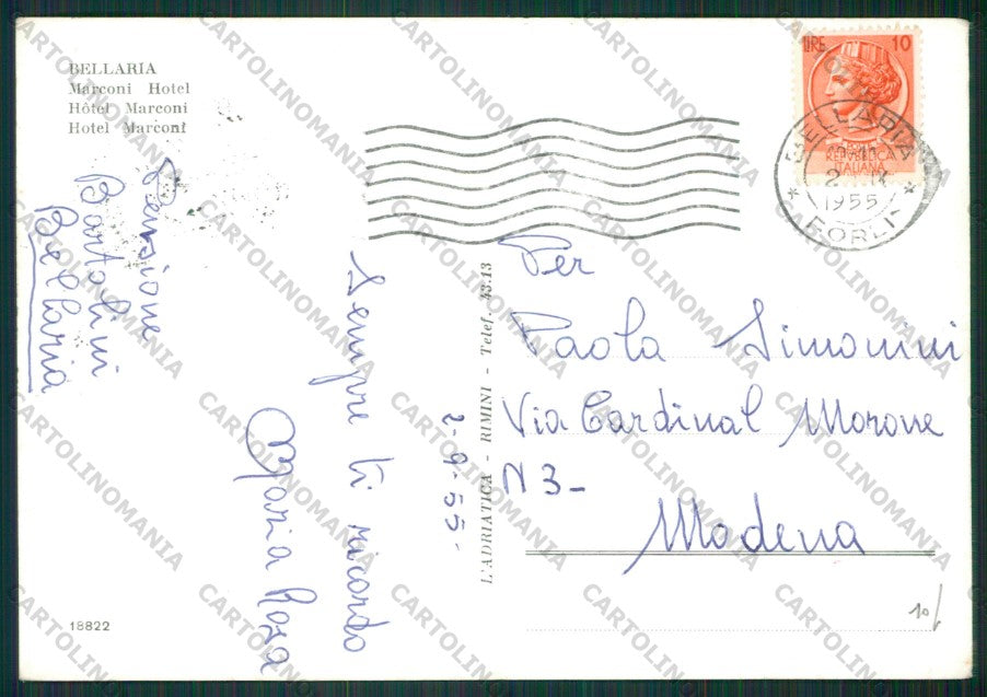 Rimini Bellaria PIEGHE Foto FG cartolina KB1107 – retro