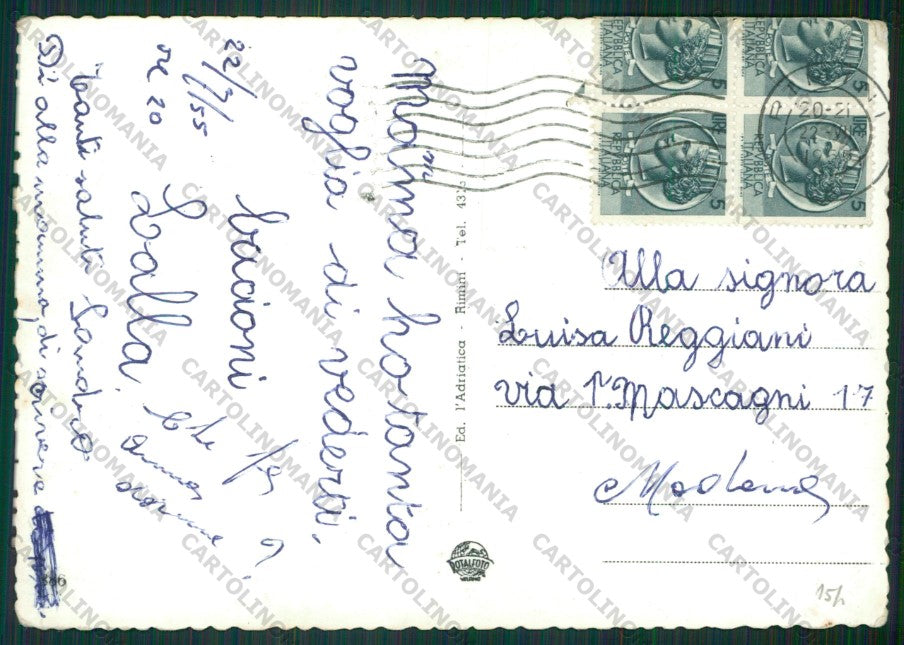 Rimini Bellaria PIEGHINE Foto FG cartolina KB1111 – retro