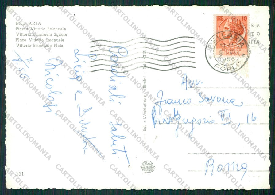 Rimini Bellaria Foto FG cartolina KB1113 – retro