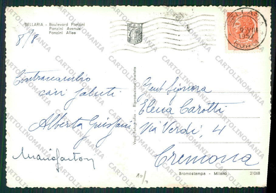 Rimini Bellaria Foto FG cartolina KB1117 – retro