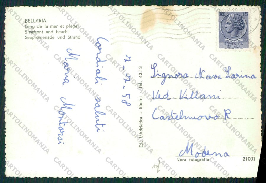 Rimini Bellaria PIEGHINA Foto FG cartolina KB1120 – retro