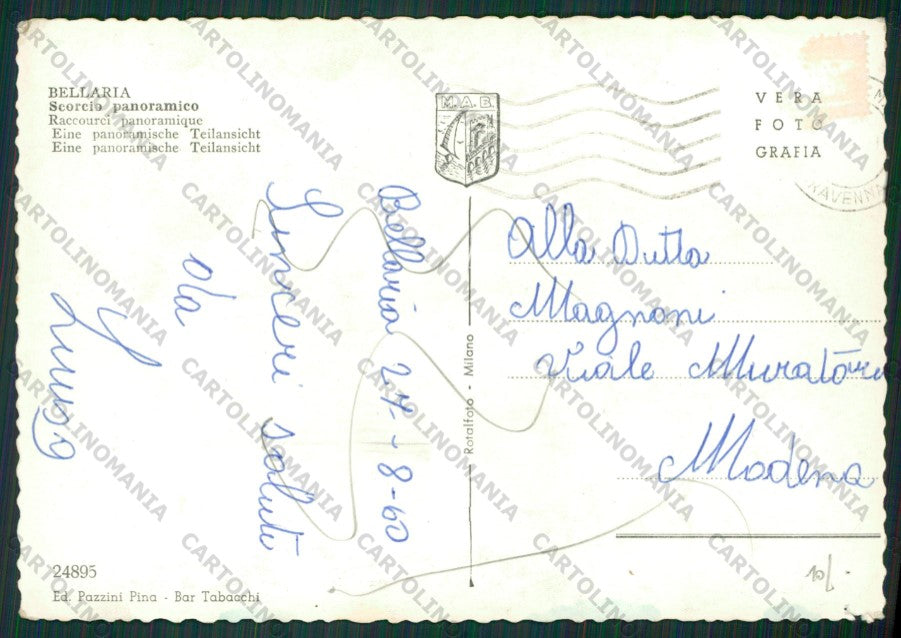 Rimini Bellaria STRAPPINO FORO Foto FG cartolina KB1121 – retro