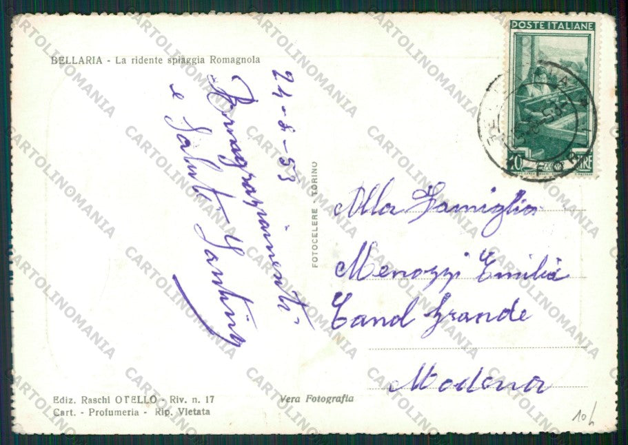 Rimini Bellaria Foto FG cartolina KB1128 – retro