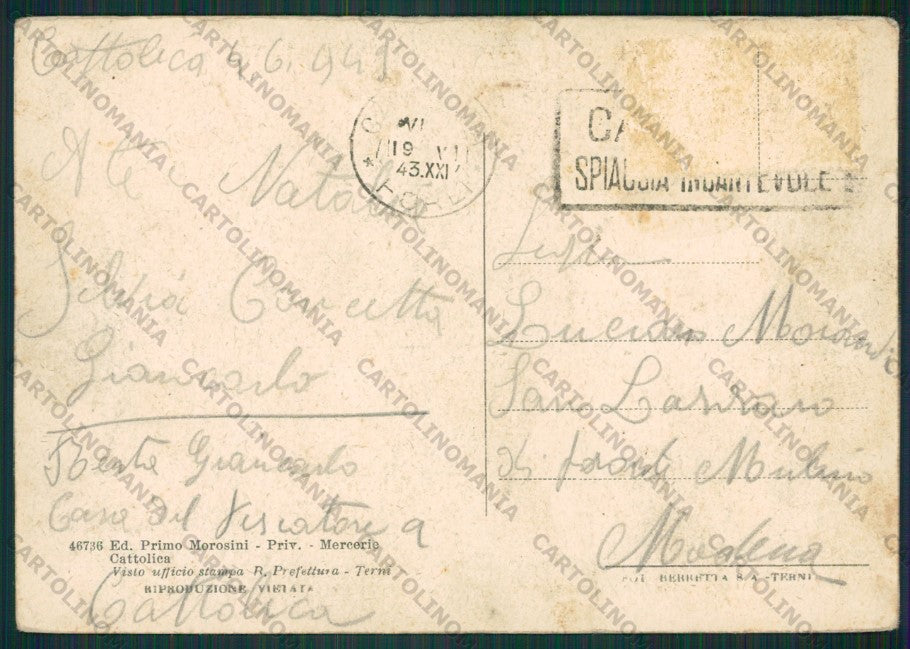 Rimini Cattolica Municipio FG cartolina KB1179 – retro