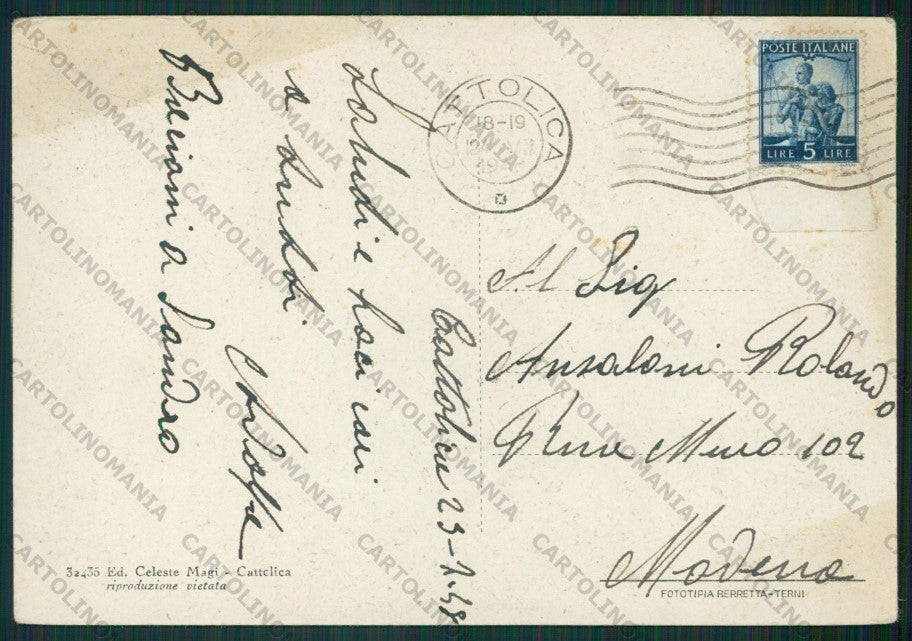 Rimini Cattolica PIEGHE FG cartolina KB1183 – retro