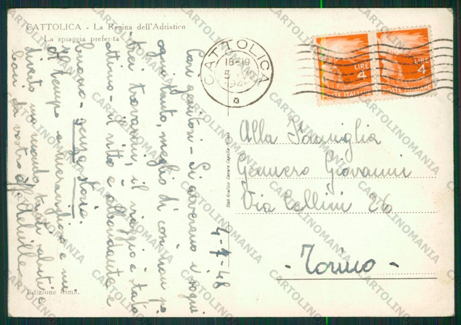 Rimini Cattolica Foto FG cartolina KB1249 – retro