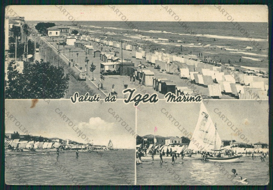 Rimini Bellaria Igea Marina Saluti da PIEGHE MACCHIA FG cartolina KB1261 – fronte