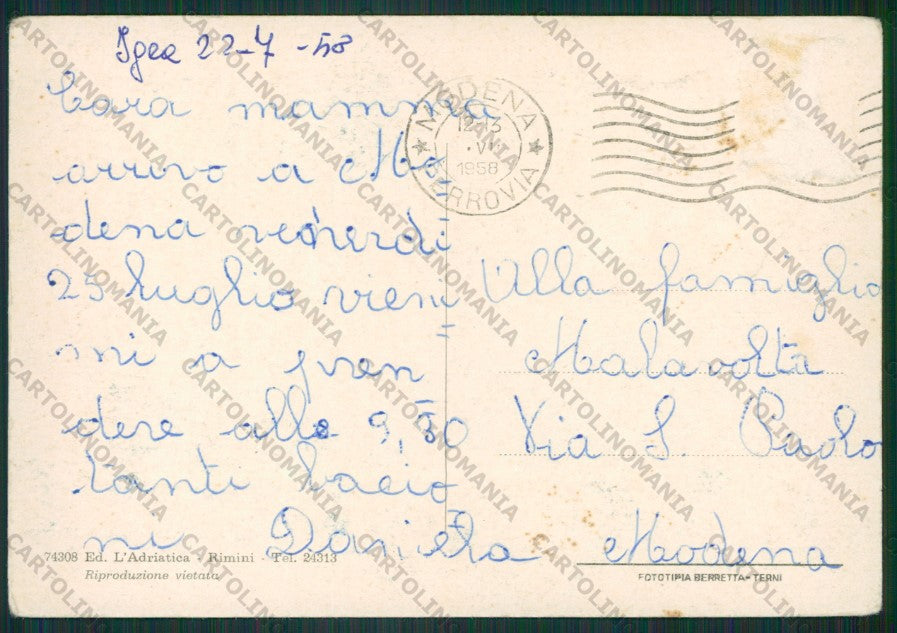 Rimini Bellaria Igea Marina Saluti da PIEGHE FG cartolina KB1263 – retro