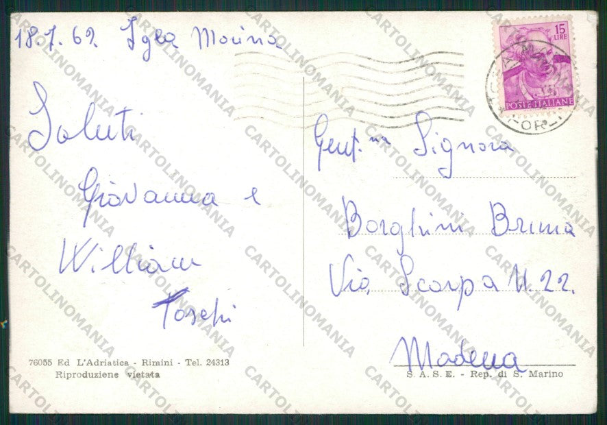 Rimini Bellaria Igea Marina Saluti da FG cartolina KB1264 – retro