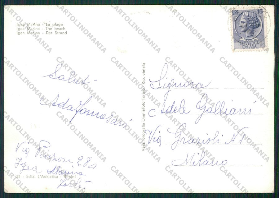 Rimini Bellaria Igea Marina PIEGHINE Foto FG cartolina KB1280 – retro