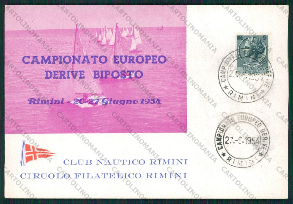 Rimini Città Campionato Europeo Derive Biposto Filatelia FG cartolina KB1310 – fronte