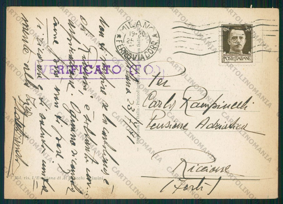 Rimini Città FG cartolina KB1321 – retro
