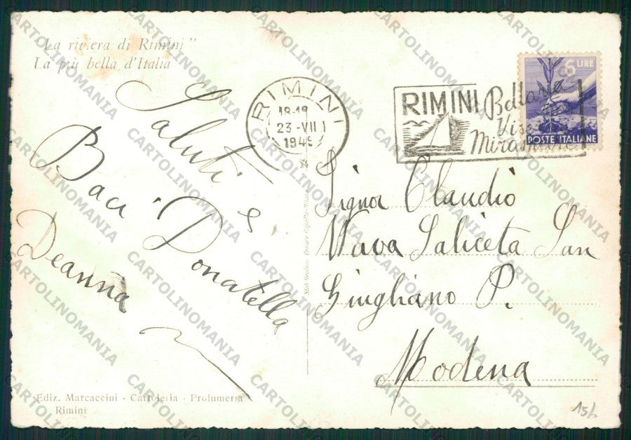 Rimini Città Foto FG cartolina KB1332 – retro