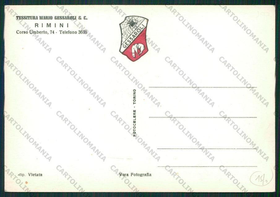 Rimini Città Tessitura Gessaroli PIEGHINA Foto FG cartolina KB1341 – retro