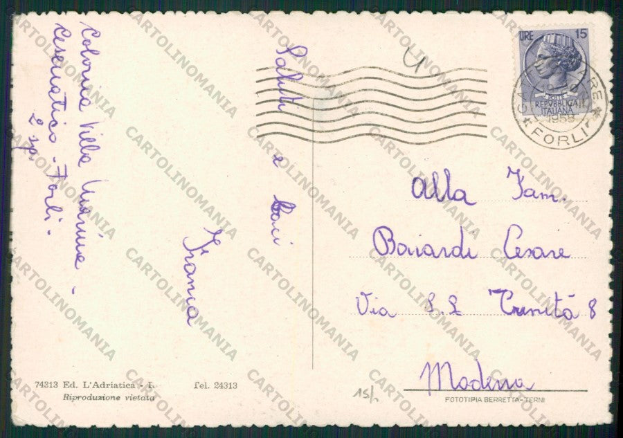 Forlì Gatteo a Mare Saluti da PIEGHE FG cartolina KB1351 – retro