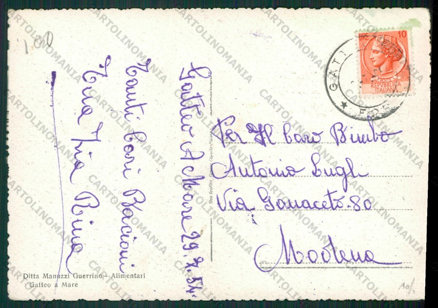 Forlì Gatteo a Mare FG cartolina KB1352 – retro