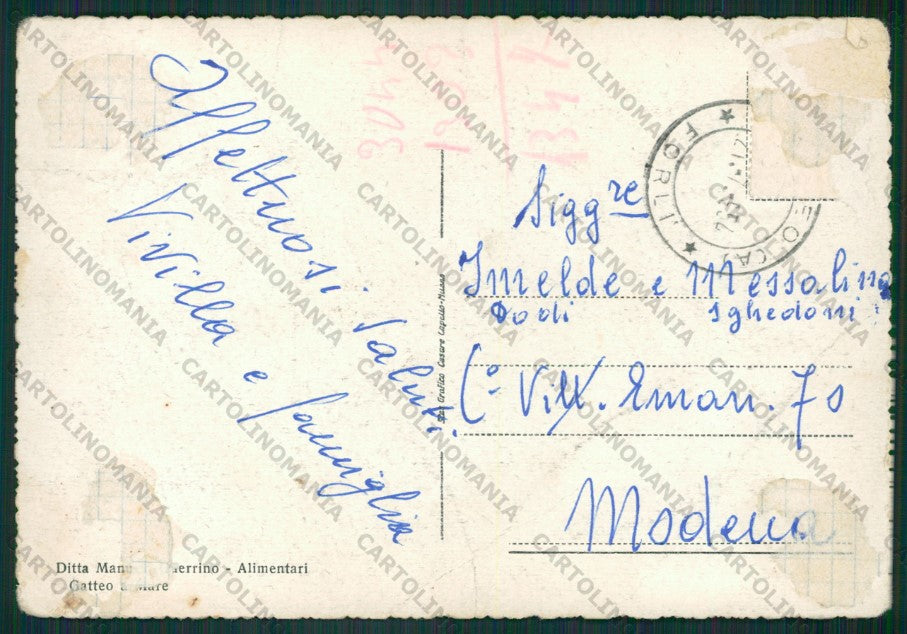 Forlì Gatteo a Mare PIEGHE MACCHIA COLLA FG cartolina KB1354 – retro