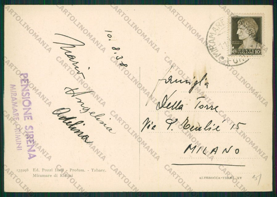 Rimini Miramare di FG cartolina KB1383 – retro